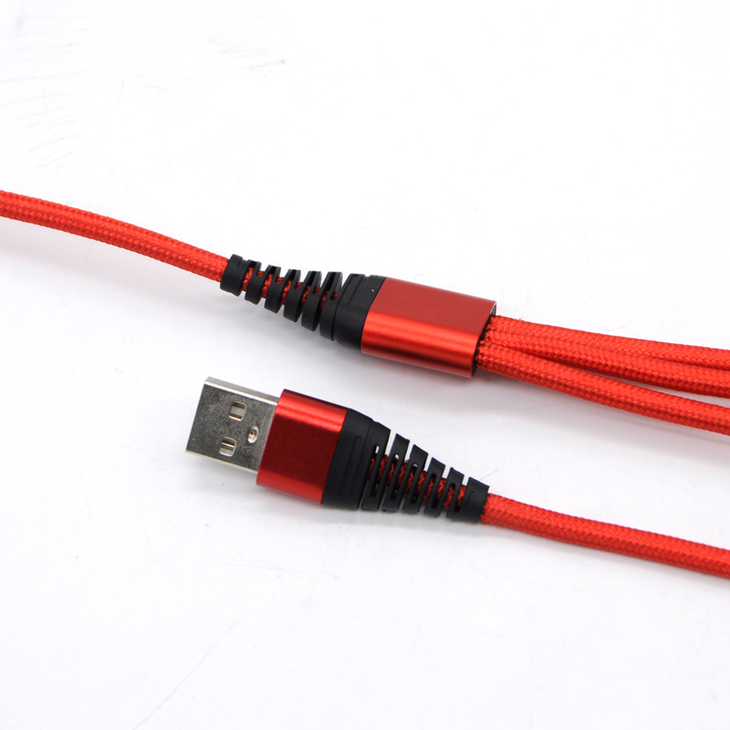 Vente chaude Nylon Tressé 1.2 m Câble de Charge USB 3 en 1 Multi-Usage pour iPhone Micro USB Type C Câble de Données